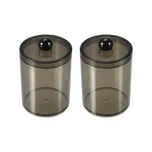 Unique Bargains 2 Pcs Cotton Buds Holder, Cosmetic Organizer, Round Cotton Pads for Bathroom, Black