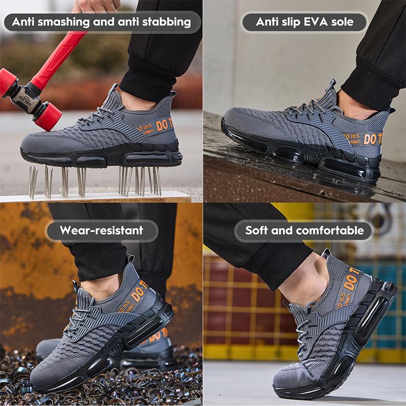Hot seller for 2026! Men’s ultra-light steel toe safety shoes—impact resistant and puncture-resistant, breathable so feet don’t get stuffy, non-slip even in rain—an essential for work sites!