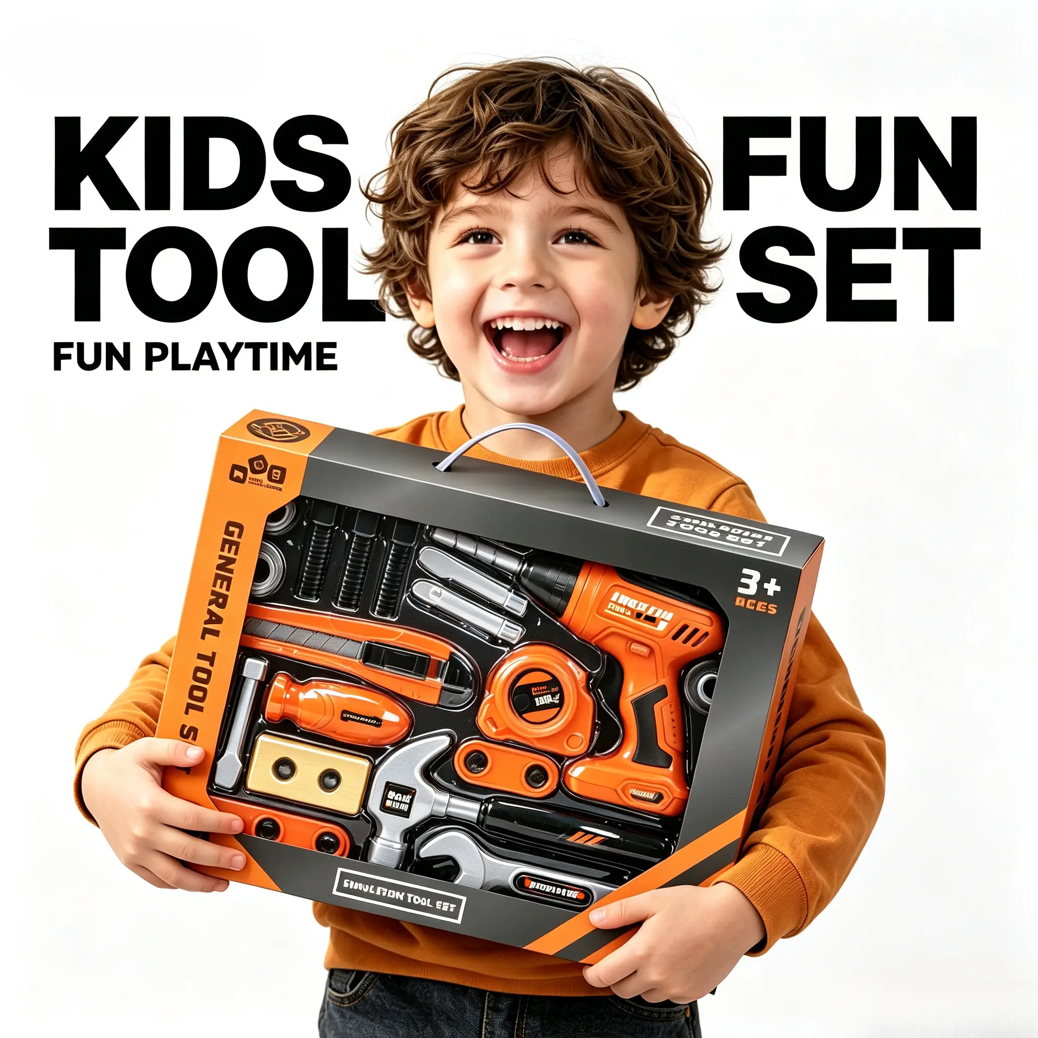 2 sets of Tools Kids Tool Set - Fun Playtime for Ages 3+ - Complete Toy Toolkit with Orange Tools - Perfect for Creative Play-Birthday Gifts，Christmas Gifts