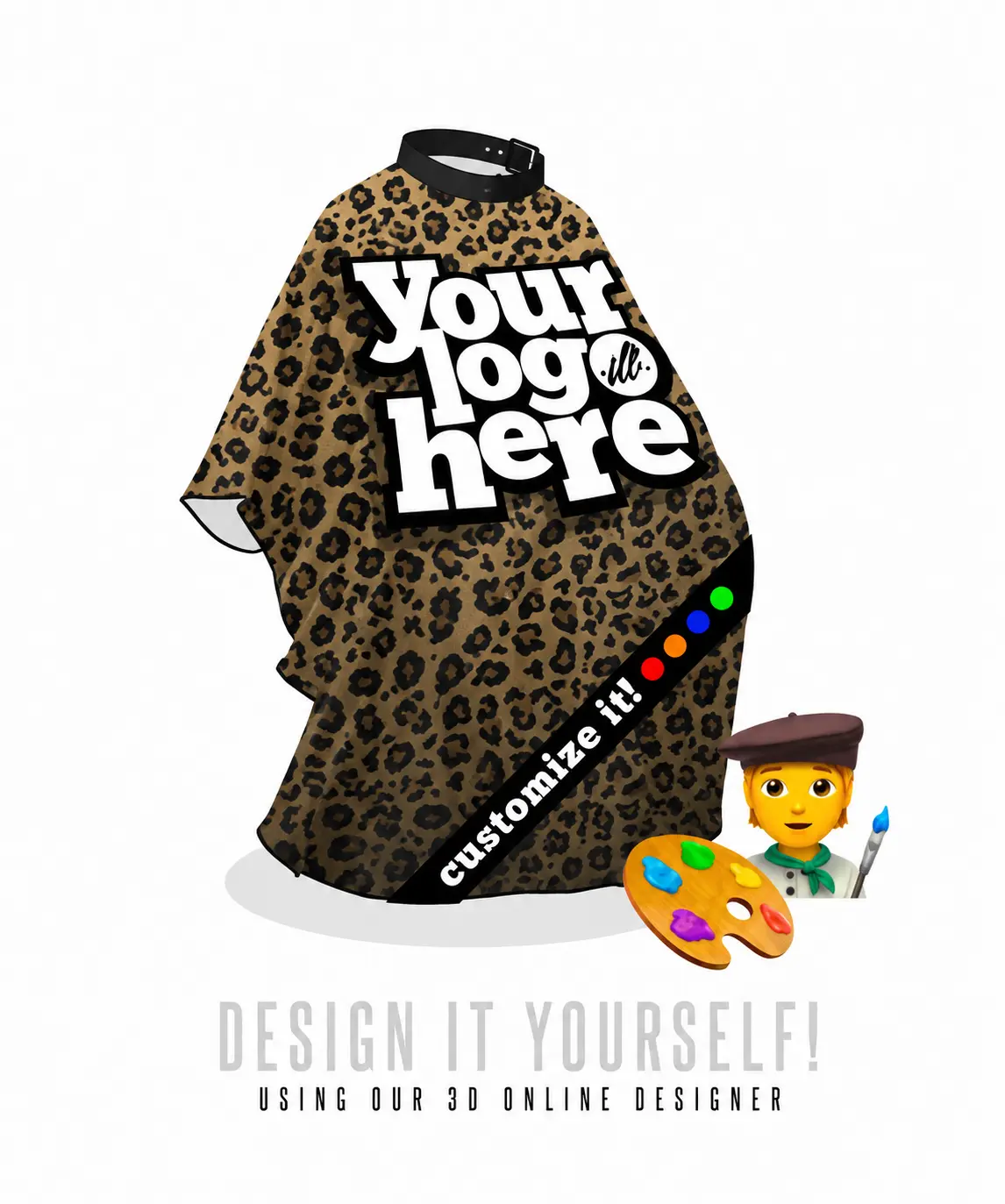 CUSTOM Leopard PRO Cape - Personalized Waterproof Salon Apron for Haircut