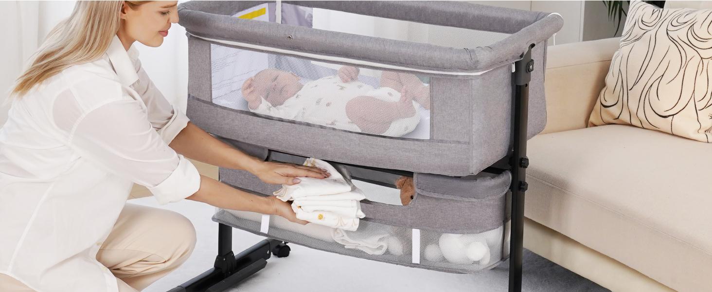 Baby Bassinet, Baby Basinet Bedside Sleeper, Easy to Fold Portable Crib Side Bassinet 2024new Style Girl/boy Folding Cot bassinetbaby