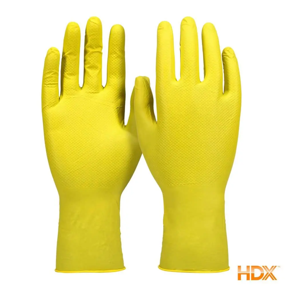 6 Mil Yellow Nitrile Disposable Jan San Powder- Free Cleaning Gloves, One Size Fits Most (50-Count)