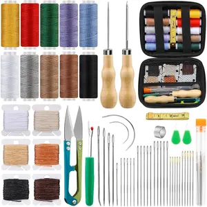 59 count Leather Sewing Kit Upholstery  for Hand Sewing, Heavy Duty Sewing Kit with Upholstery Waxed Thread Stitching ,  and Thread Kit for Carseat Backpack Carpet Shoes Sofa