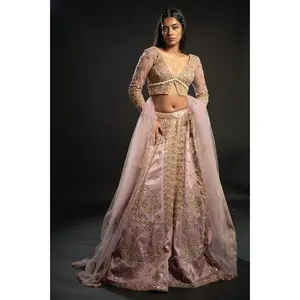 Lilac embroidered lehenga set
