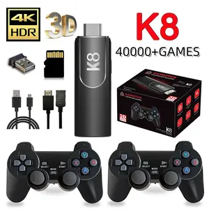 New K8 64GB 40000+boys' game stick 4K game console 3D high-definition retro electronic game console dual wireless controller TV 40+children's gift simulator