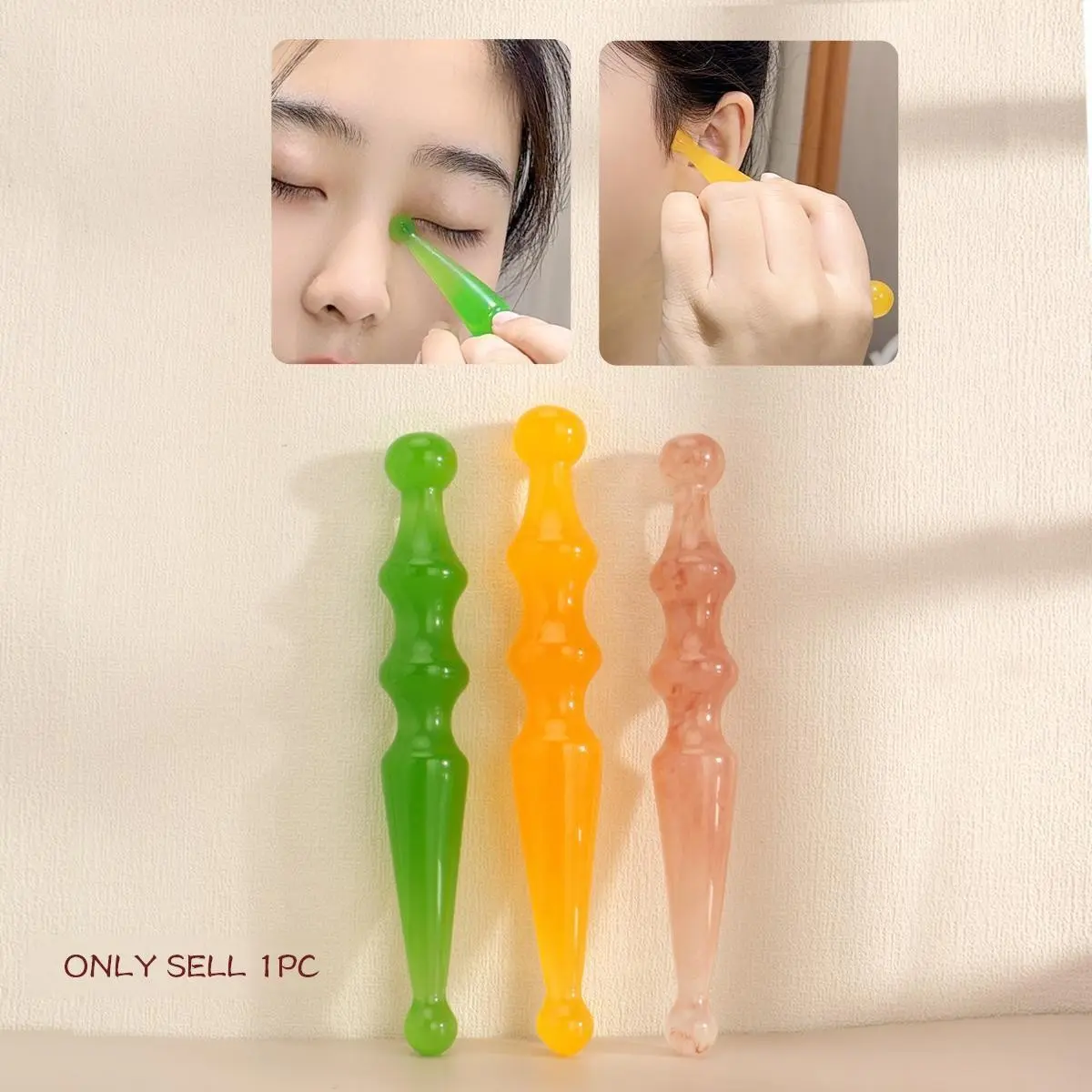 Facial Beauty Pen Massage Stick, Crystal Resin Material, Facial Acupressure Massager Tool, Facial Care Tool, Facial Beauty Massagers, Relieves Stress & Relaxation, 1 Piece