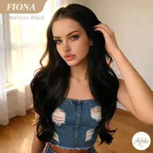 AOLIDA-FIONA T Front Lace 26 Inch Long Curly Synthetic Wig Heat Resistant Kanekalon Fiber T Part Lace Natural Hairline Golden Brown