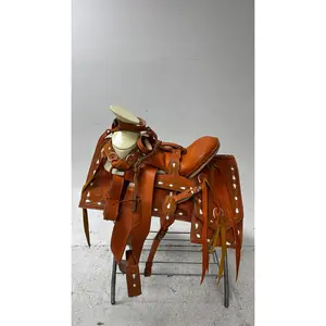 Charro Saddle – Natural Tan Leather with Cutout Detailing (15.5”) “El Vaquero”