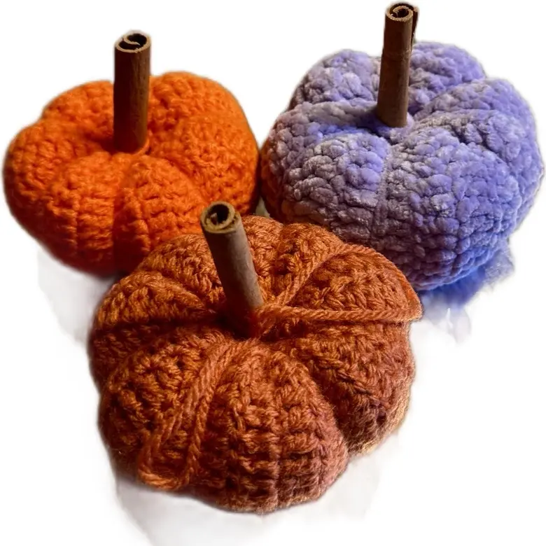 Handmade crochet pumpkins