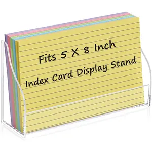 5x8 Acrylic Index Card Holder Display Stand for Desk Note Cards File Box Postcard Index Organizer Case for Office Business Desktop (No Cards)
