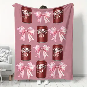 Soft Warm Flannel Shawl Blanket, Perfect for Sofa Bed Office Camping, All-Season Comfort Nap Blanket with Unique Pepper Doctor Pattern, Flannel Throw Blanket