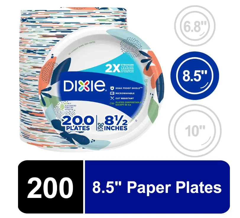 200 Count Disposable Paper Plates 8.5"