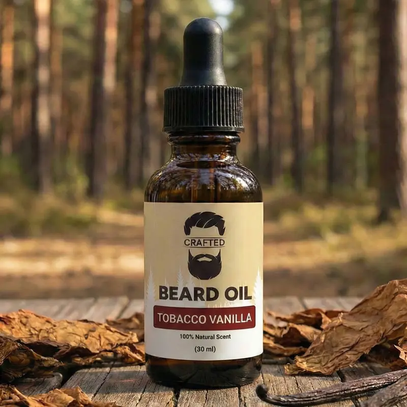 Crafted Beards Beard Oil, Hydrating Jojoba & Argan Blend for Hair Growth - All Natural Liquid Grooming Oil for Men - 1oz Daily Moisturizing