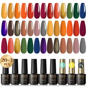 ROSALIND 23PCS Gel Nail Polish Set for Starter Manicure DIY at Home Enjoy Fun Need Uv Light to Dry Base Coat Matt&No-wipe Top Coat Gel Varnishes Set