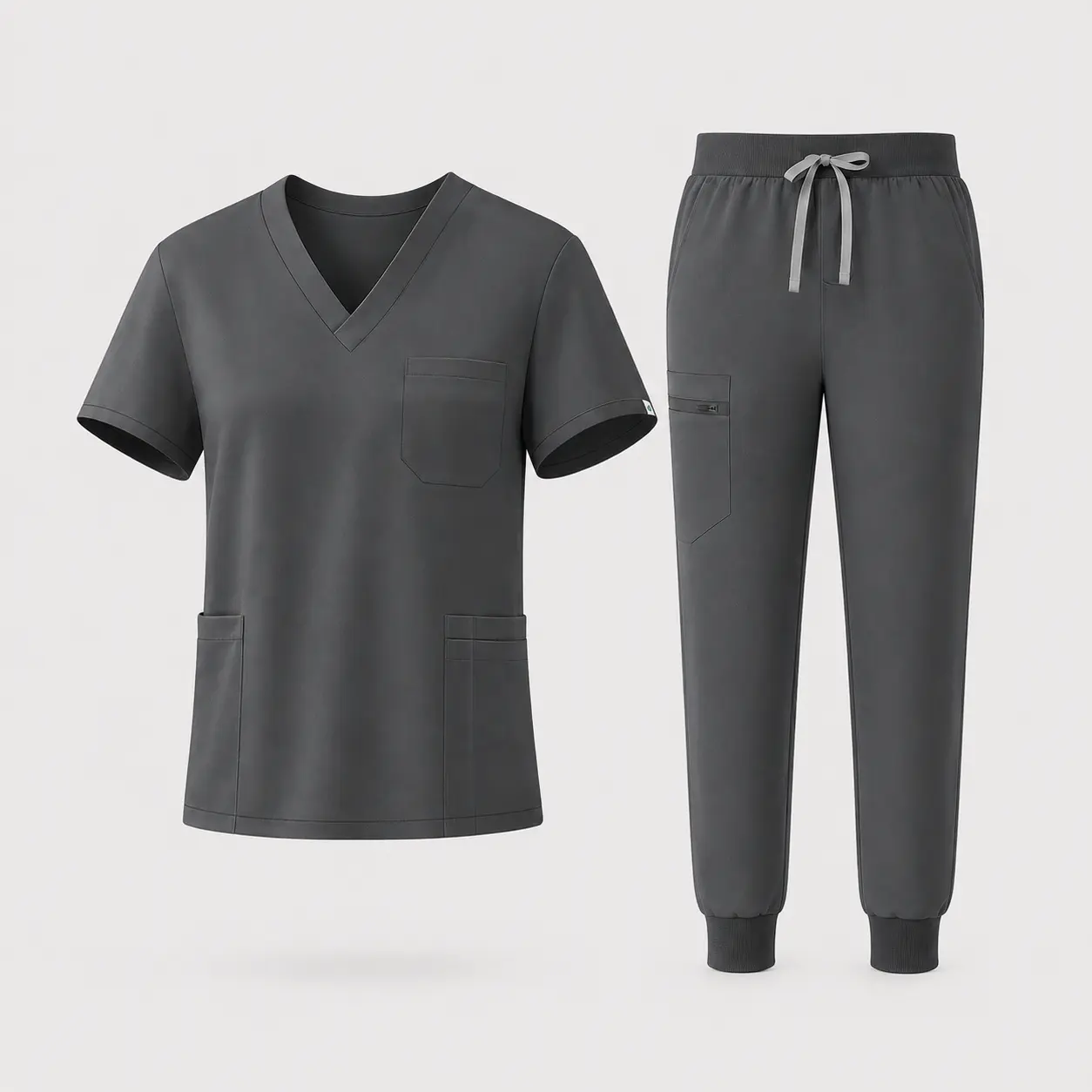 EADFLIE Women's Sporty Scrub Set, Stretch Spandex V-Neck Top & Jogger Pants with 8 Pockets, Athletic Activewear for Nurse, Workwear, Fit, Rayon, Polyester, Short Sleeves, Slim-Fit, High Stretch, Stylish & Functional, Minimalist, Fabric