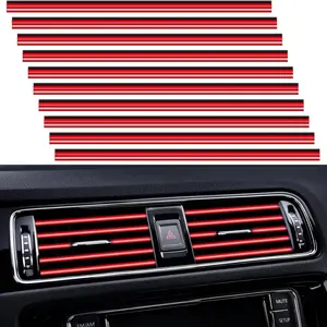 10 Pieces Universal Car Air Conditioner Vent Trim Decoration Strip Accessories, Waterproof Flexible Shiny Auto Car Interior Accessories for All Air Vent Outlets