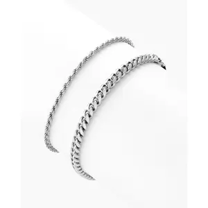 JAXXON - Cuban + Rope Bracelet Stack - Silver