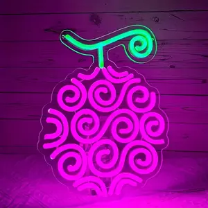 Devil Fruit Neon Sign，Wall Decoration Anime Neon Sign Bedroom Special Devil Fruit LED Light One Piece Theme Wall Decoration Light Luffy Neon Light Children's Bedroom/Game Room/Men's Exclusive Space Decoration unique birthday gift