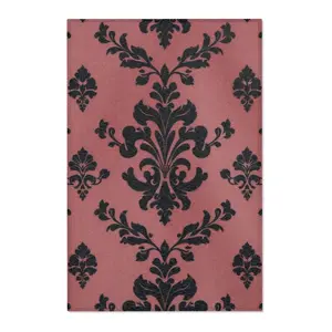 Mauve & Black Damask Area Rugs
