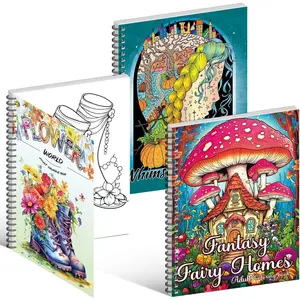 Adult Coloring Books Set:3 Coloring Books for Flower World,Whimsical Universe,Fantasy Fairy Homes.Coloring Books for Adults to Relax and Relieve Anxiety