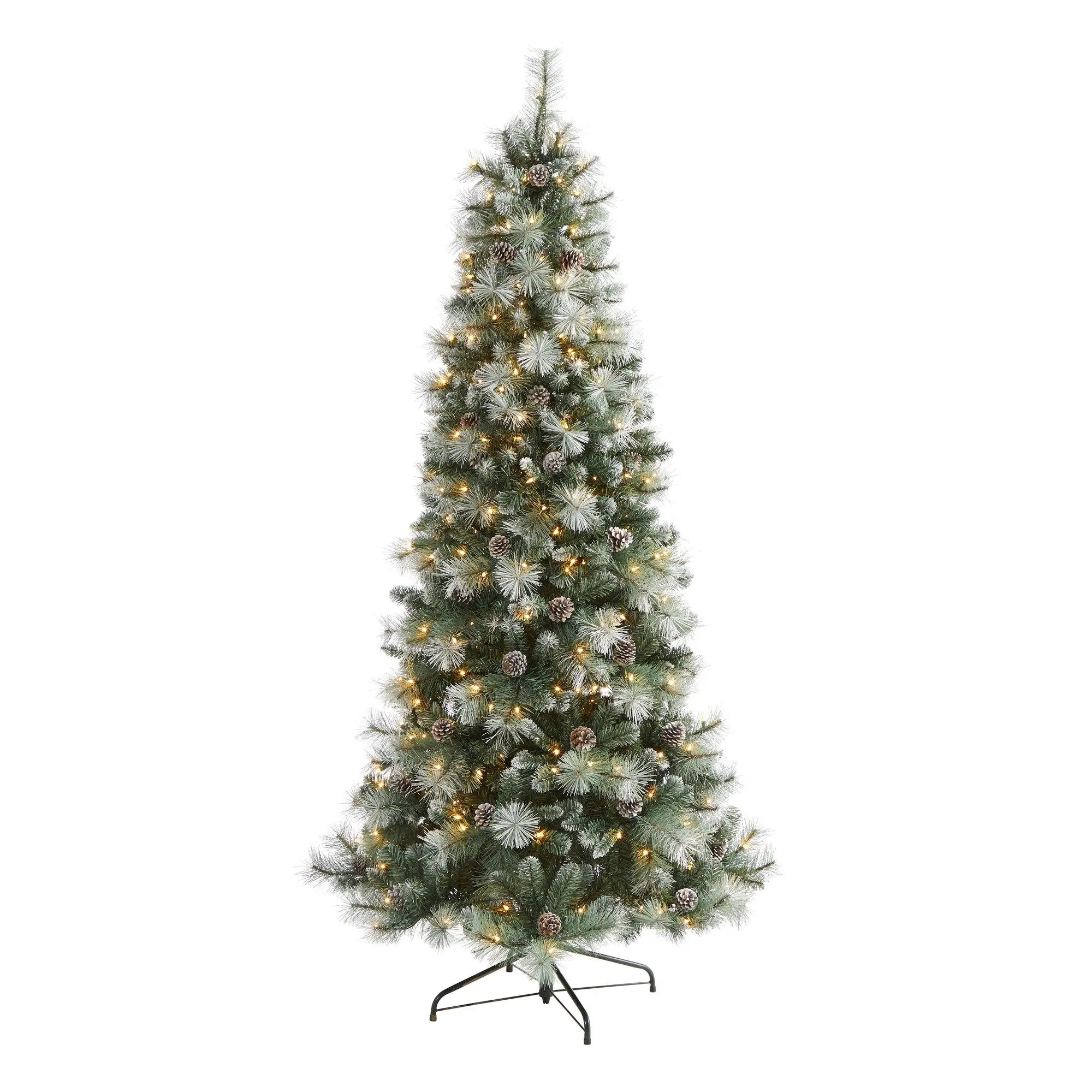 Frosted Tip British Columbia Mountain Pine Artificial Christmas Tree with 400 Clear Lights, Pine Cones and 882 Bendable Branches Frosted Tip British Columbia Mountain Pine Artificial Christmas Tree with 400 Clear Lights, Pine Cones and 882 Bendable Branches