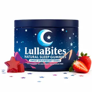 LullaBites Natural Sleep Gummies – Strawberry Stars |   Melatonin-Free, Calming & Delicious Nighttime Support