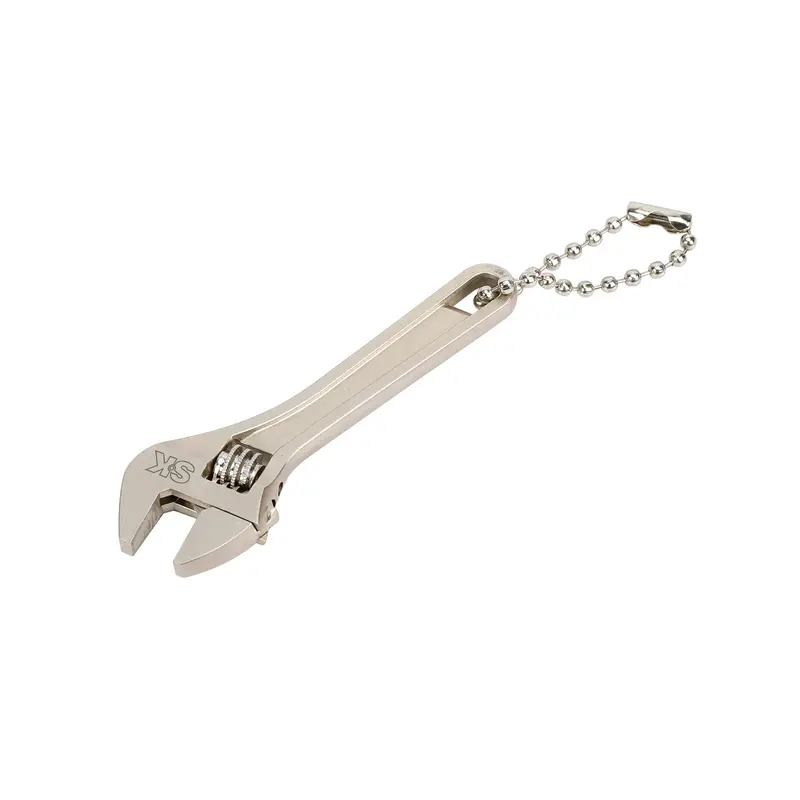 2.5" Pocket Carry Adjustable Tool Wrench, Solid Metal Chromium Keychain Wrench with Ball Chain - Thumbwheel Adjust, Knurled Grip, Corrosion Resistant, Quick Jaw Sizing, Compact Design, Everyday Utility Use - Ideal for Useful Mini Gifts, Kits #SK04135