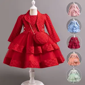 Elegant Tiered Princess Dress for Girls Formal Gown All Season Style Birthday Party Wedding Holiday Celebration Halloween Christmas Outfits