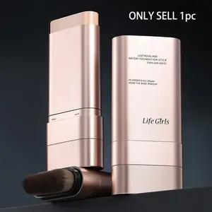 2-In-1 Waterproof Concealer Foundation Stick, Dual-Ended with Brush, Lightweight Moisturizing, Moisture, Long-Lasting, Coverage, Natural Finish, All Skin Types
