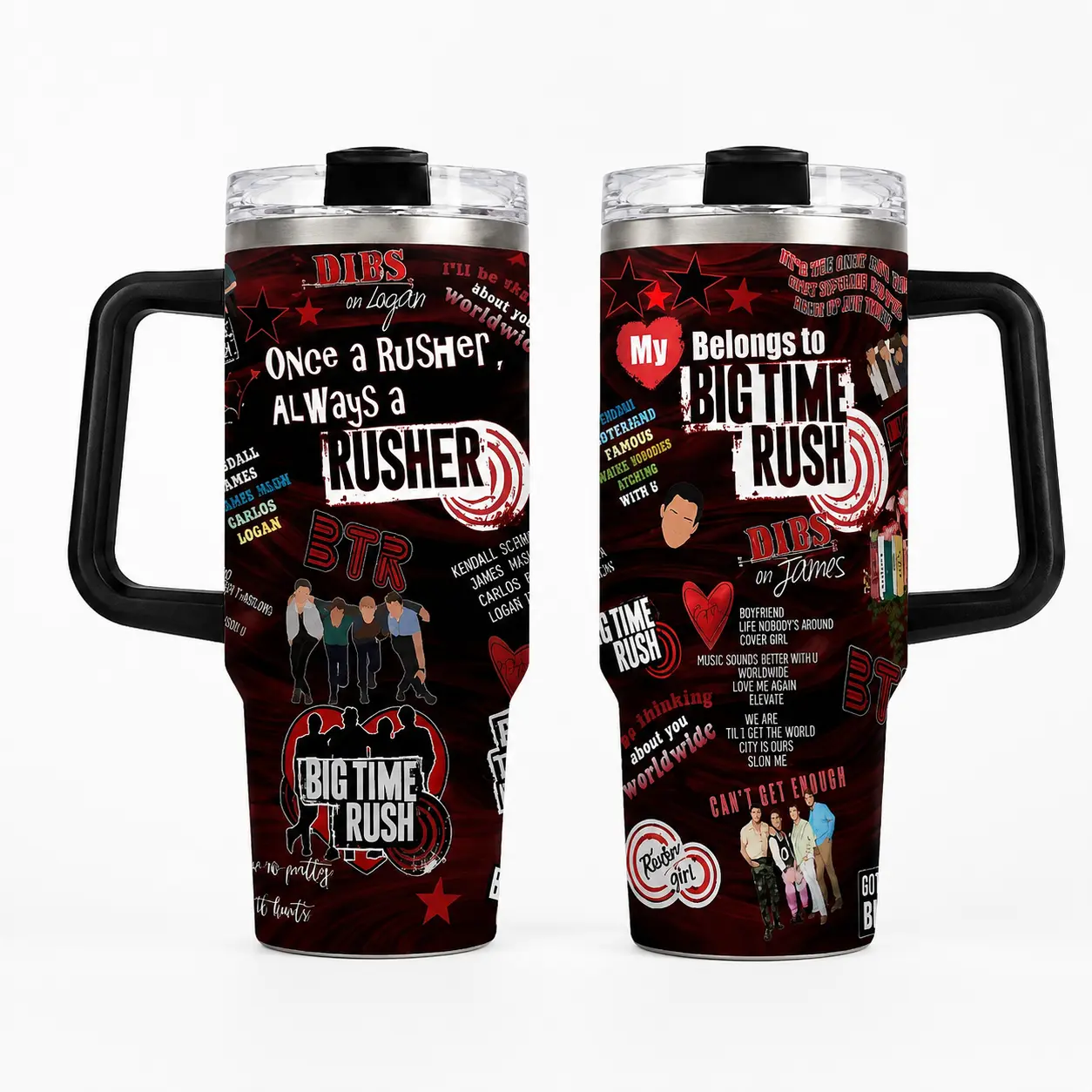 Big Time Rush Fan 40oz Tumbler, BTR Inspired Music Graphic Stainless Steel Travel Mug, Boy Band Lover Gift, Vacuum Insulated Cup, Not Including The Straw
