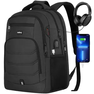TSA Friendly Laptop Backpack for Men Women, Anti-Theft Backpack with USB Charging & Headphone Jack, 15.6 Inch Water Resistant Backpack for Business College Travel