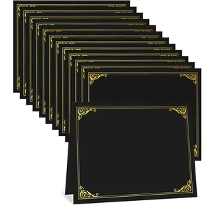 12 Pack Black Certificate Holders with Gold Foil Border, Certificate Covers Fits 8.5 x 11 Inch Certificate Paper for Graduation Award Documents