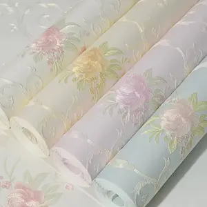 A roll of 20.86*196.85 inch self-adhesive European 3D floral wallpaper, European embossed pattern wallpaper suitable for living room, study, and bedroom, peel and stick, can be cut, home decoration