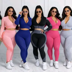 Women's 2-Piece Set - V-Neck Long Sleeve Top & High Waist Leggings - Available in Multiple Colors - Comfortable & Stylish