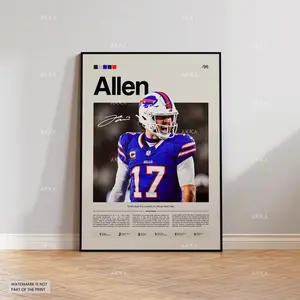 Josh Allen Buffalo Bills Framed Poster, NFL Fan Gift