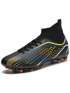 Unisex High Top Soccer Cleats, Lightweight Breathable Design, Long Studs, Anti-Slip, Durable Tpu Sole, Sizes 36-47, Training & Outdoor Use