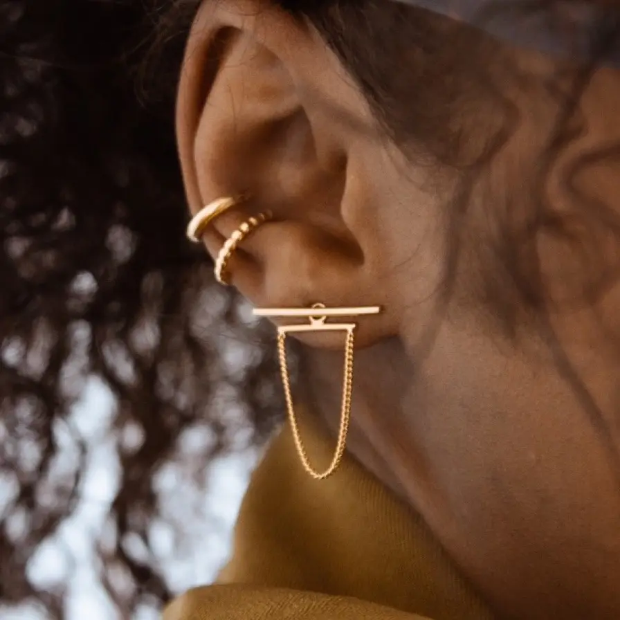 Ear Kit Long Bar Studs with Removable Jackets