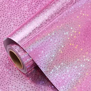 Holographic Wrapping Paper Roll for Girls, Valentine's Day  Stars  Wrap for Birthday, Wedding, Mother's Day, Christmas, 17 Inches x 16.4