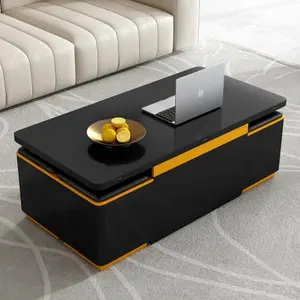 Bellemave VIBE HAUS Lift-Top Collapsible Coffee Table with Storage Stools, Modern Living Room Center Table with Foldable Adjustable Multi-Functional Top, Collapsible Coffee Tables