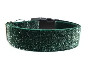 Green Velvet Glitter Dog Collar Sparkly Collar for Pups