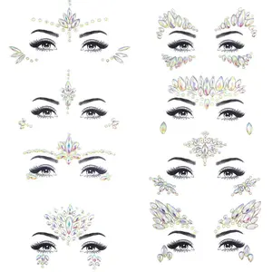 Luminous Face Gems Temporary Tattoo Stickers-Acrylic Crystal Glitter Face Jewels for Party, Rave Festival, Dress-up-8 Pcs A Set. Ideal for adding a touch of sparkle with rainbow tears rhinestone-Noctilucent makeup stickers for a dazzling look at any event