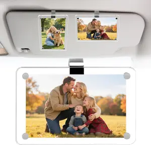 4PCS Magnetic Acrylic Car Visor Photo Holder Clips – Personalized Picture Frames for Car, SUV, Truck, Dashboard, Display Family, Pet, Travel & Personal Photos, Car Visor Accessories