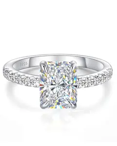 2CT Radiant Cut Moissanite Engagement Rings for Women, D Color VVS1 Lab Created