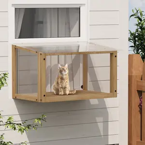 Aobtkel ® Waterproof Window Cat Perch Catio, Wood Cat Window Box, Window Catio for Indoor Cats. Suitable Single Hanging Window with an Inner Diameter of The Window Frame with A Net Opening Width of 24-35 in#Summervibes