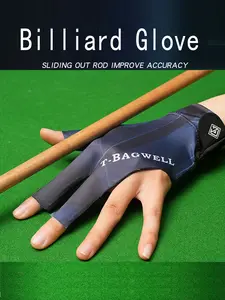 Men's Left-Handed Snooker Glove, Breathable Professional Training Gloves, Anti-Slip Three-Finger Design, Unisex Ice Silk Billiard Gloves