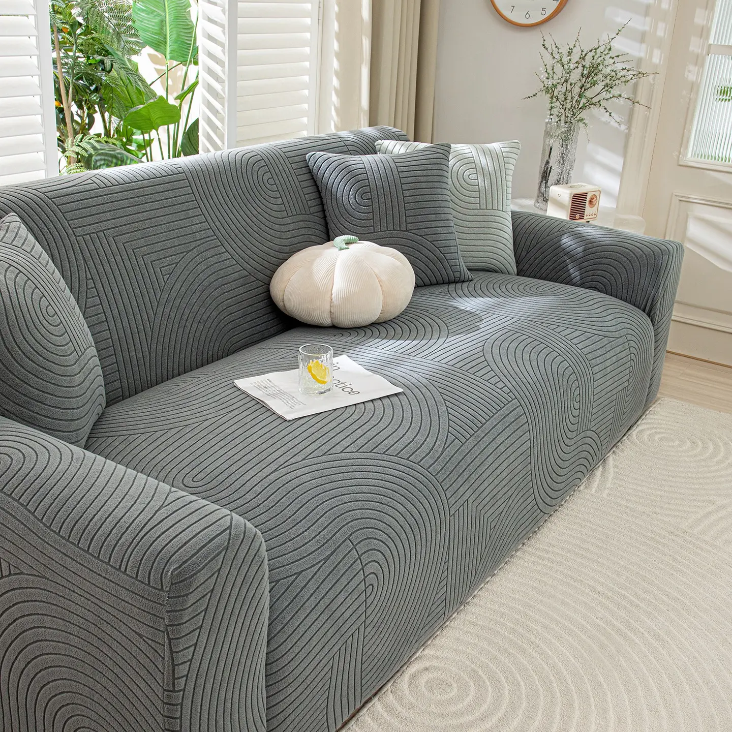 1pc modern jacquard elastic sofa cover, pet-friendly sofa protector, super stretchable fit for 1-4 seat sofas, durable and easy-to-maintain design, Washable Sofa Slipcover, Elastic Sofa Slipcover, Sofa Couch Slipcover