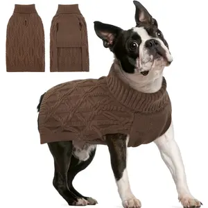 FUAMEY Dog Sweaters for Medium Dogs,Cold Weather Dog Knitwear,Thick Warm Dogs Turtleneck,Pet Pullover Cable Sweater,Pets Winter Clothes for French Bulldog,Boston Terrier,Beagle