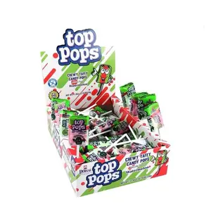 Dorval Top Pops Chewy Taffy Pops Watermelon 48 Counts Fruity Sweet Snack Candy Bonbon Refreshing Watermelon Flavor Individually Wrapped
