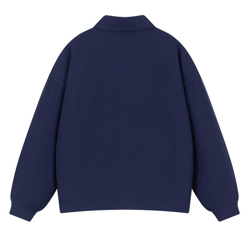 Men's Vintage Heavyweight Polo Shirt Long Sleeve T-Shirt Autumn Trendy Brand Turn-Down Collar Base Shirt Loose Top Gift for Husband Father