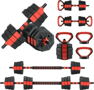Garvee 4-in-1 Adjustable Dumbbell, Barbell & Kettlebell Set – Convertible Free Weights for Full Body Strength Training at Home Gym, Compact Muscle Building Equipment, Non-Slip Handles, For Men & Women